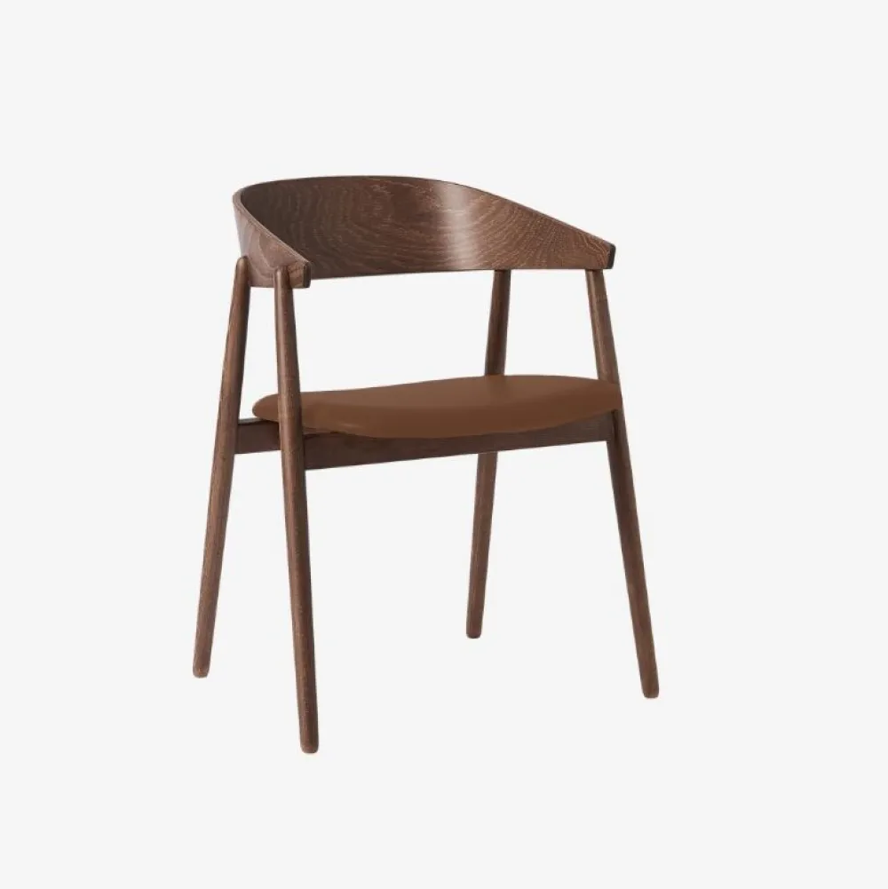 Andersen Furniture Stue|Stole>AC2 Stol Røget Mat Lakeret Bøg Brun PU Læder
