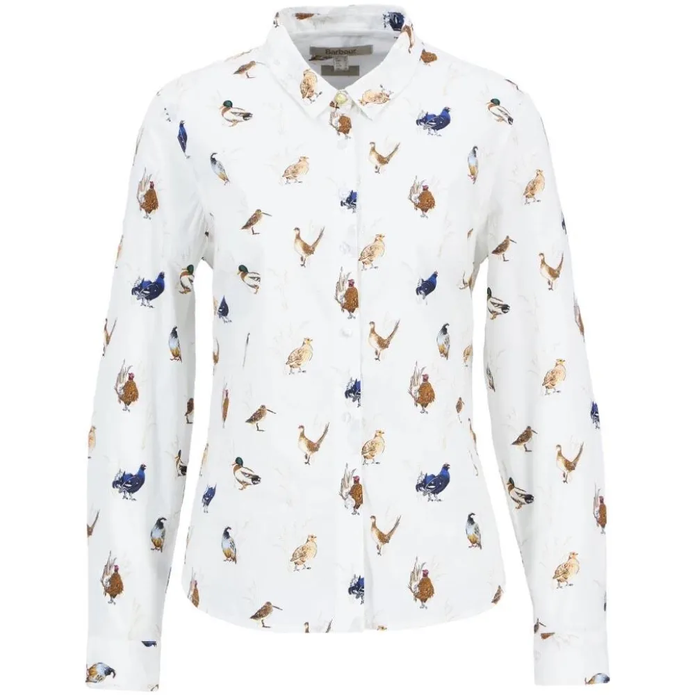 Dame Barbour Overdele>Brambles Tailored Long-Sleeved Shirt Bird Print