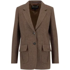 Dame Barbour Overdele>Elm Tailored Wool Blazer Military Brown
