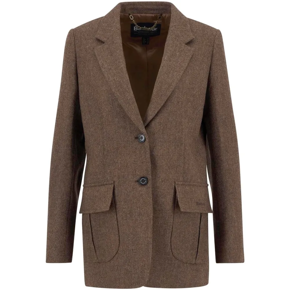 Dame Barbour Overdele>Elm Tailored Wool Blazer Military Brown