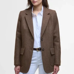 Dame Barbour Overdele>Elm Tailored Wool Blazer Military Brown