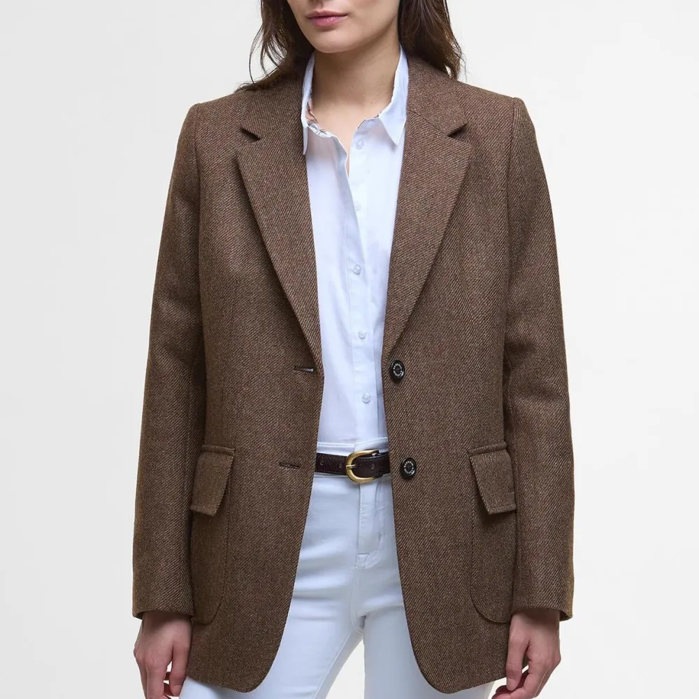 Dame Barbour Overdele>Elm Tailored Wool Blazer Military Brown
