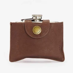 Dame Barbour Accessories|Accessories>4OZ Hinged Hip Flask Classic Brown