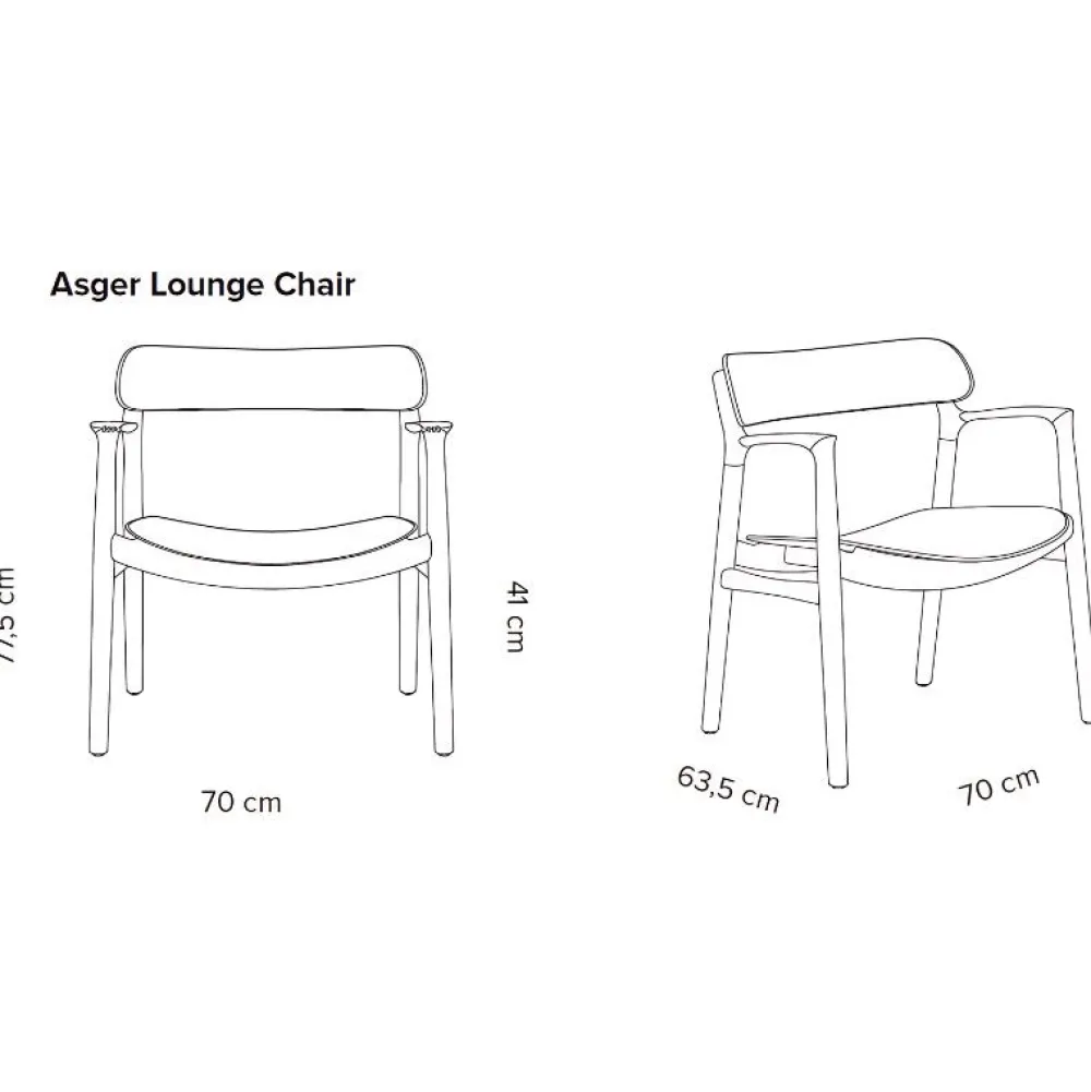 Bent Hansen Stole|Stue>Asger Loungestol Sortlakeret Eg Sort Zenso 2 Læder