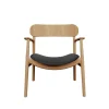 Bent Hansen Stole|Stue>Asger Loungestol Eg/Lys Olie Sort Zenso 2 Læder
