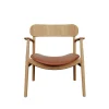 Bent Hansen Stole|Stue>Asger Loungestol Eg/Lys Olie Cognac Zenso 2 Læder