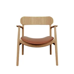 Bent Hansen Stole|Stue>Asger Loungestol Eg/Lys Olie Cognac Zenso 2 Læder