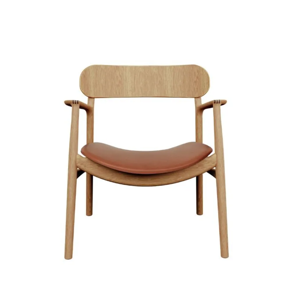 Bent Hansen Stole|Stue>Asger Loungestol Eg/Lys Olie Cognac Zenso 2 Læder