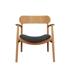 Bent Hansen Stole|Stue>Asger Loungestol Eg/Olie Sort Zenso 2 Læder