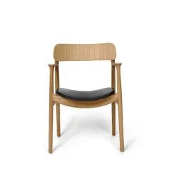 Bent Hansen Stole|Stue>Asger Spisebordsstol Eg/Lys Olie Sort Zenso 2 Læder