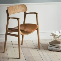 Bent Hansen Stole|Stue>Asger Spisebordsstol Eg/Olie Cognac Zenso 2 Læder