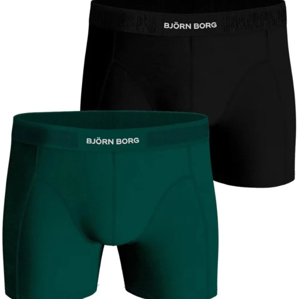 Björn Borg Underwear Underdele>Björn Borg Lyocell Boxer 2-Pack Boxershorts Sort / Grøn