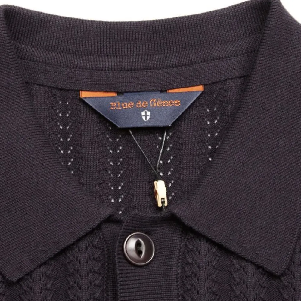 Blue De Gênes Overdele>Blue De Génes Compra Open Polo Knit Dark Navy