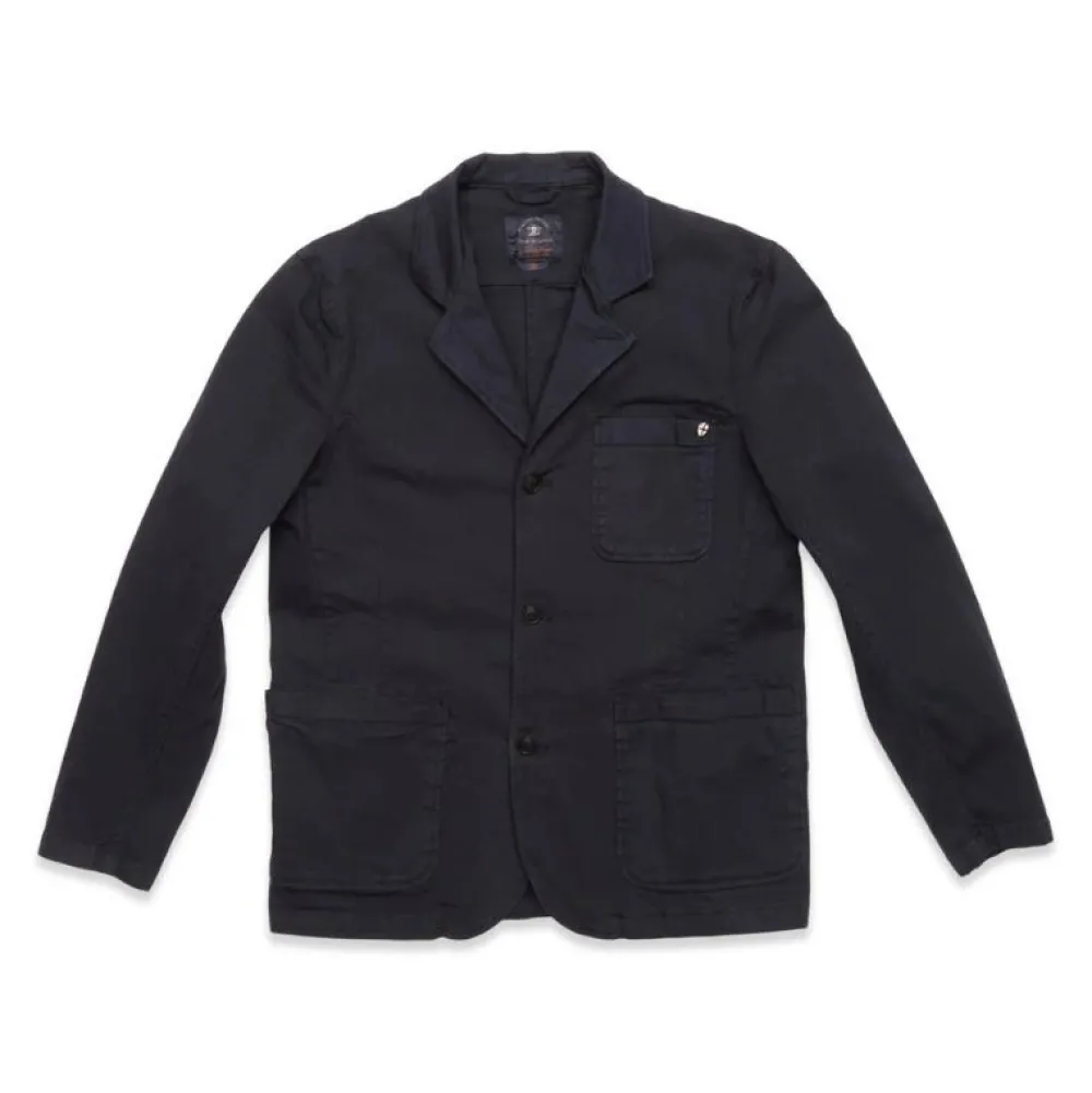 Blue De Gênes Overdele>Blue De Génes Gabbiano Dobby Blazer Dark Navy