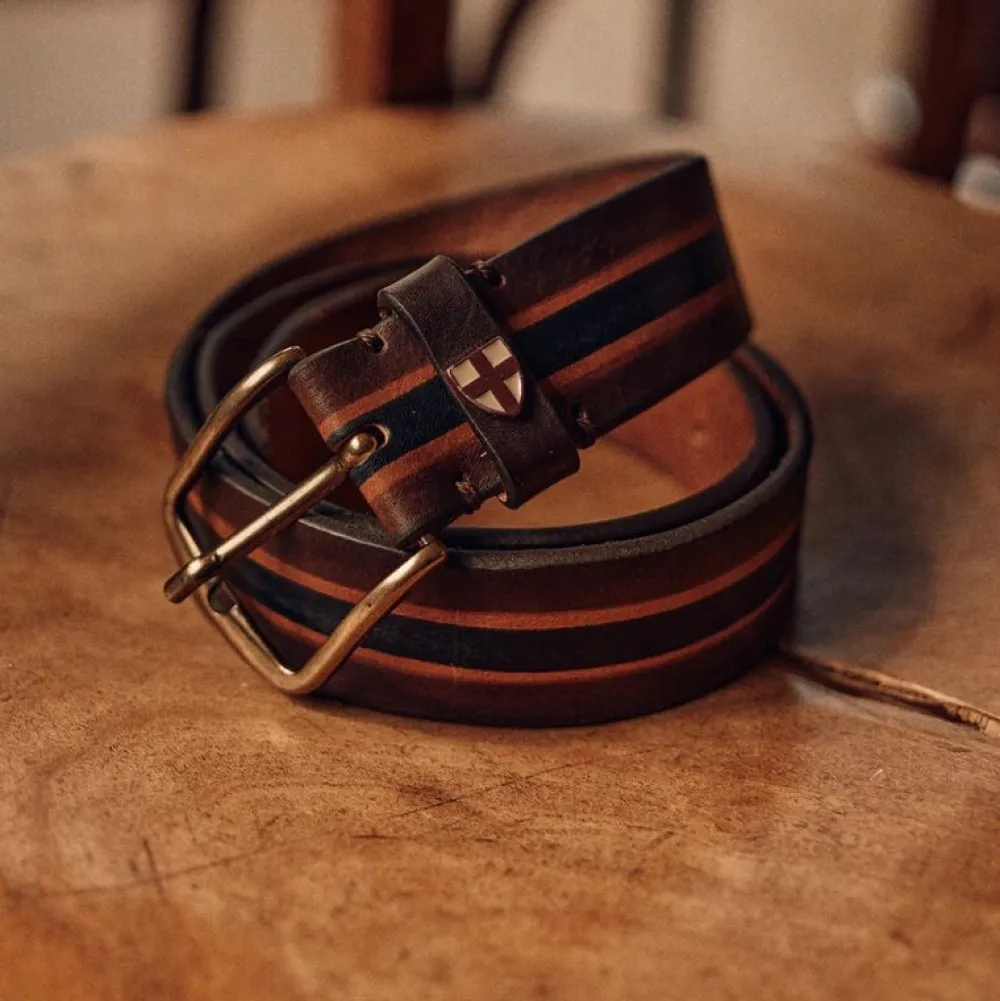 Blue De Gênes Accessories>Blue De Génes Tino Belt Brown Stripe