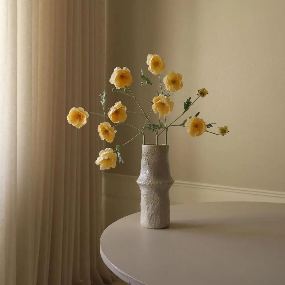 Botané Studios Kunstige Blomster>Four Heads Poppy Flower Yellow