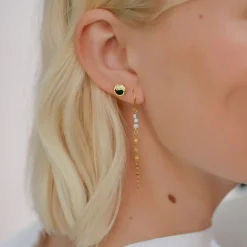 Dame Accessories>Enamel Copenhagen Earrings Yin Yang Chain Gold-Plated