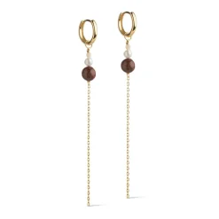 Dame Enamel Copenhagen Accessories|Smykker>Hoops Jana Light Yellow/Pearl/Brown Gold-Plated