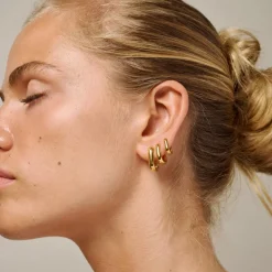 Dame Enamel Copenhagen Accessories|Smykker>Hoops Square Gold-Plated