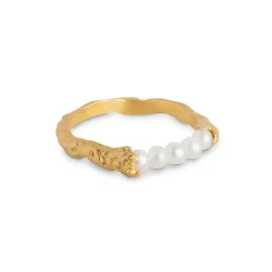 Dame Enamel Copenhagen Accessories|Smykker>Ring Ailana Pearl Gold-Plated