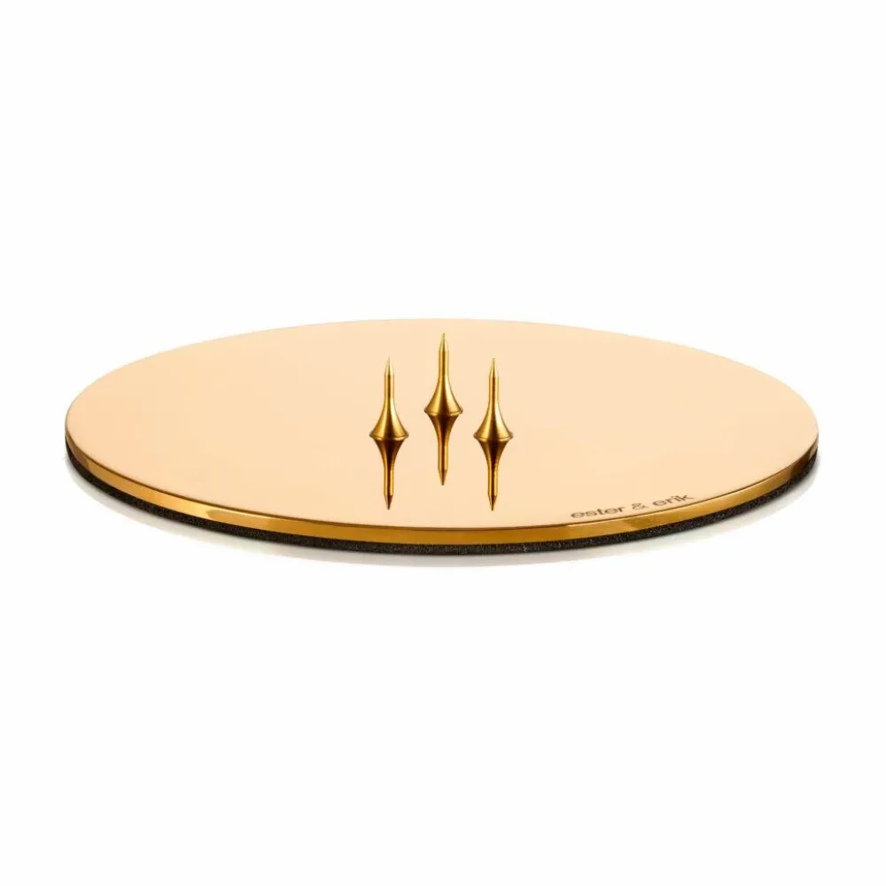 Ester & Erik Adventsstager|Lysestager>Lyseplatte Blank Guld Lille