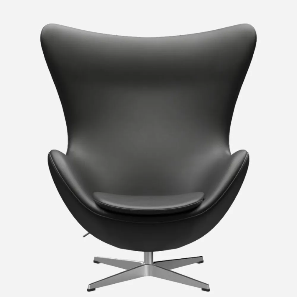 Fritz Hansen Stole|Stue>3316 Ægget Sort Essential Læder