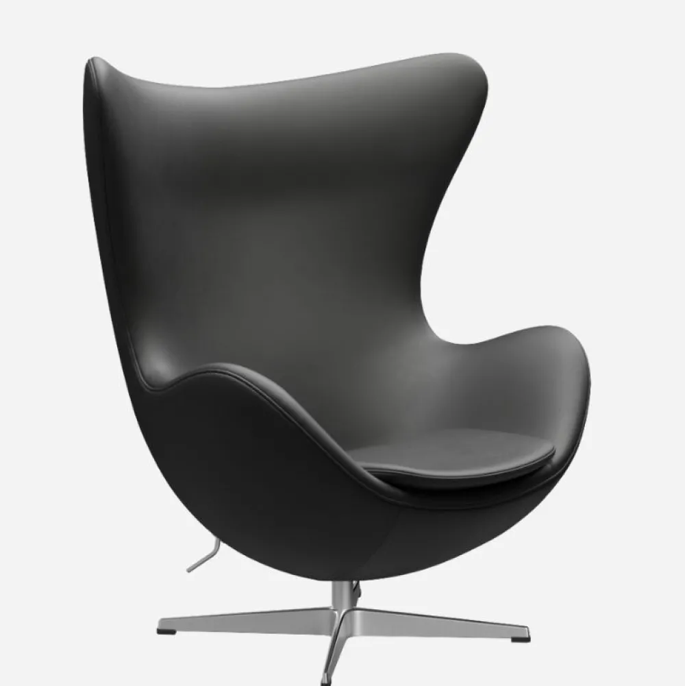 Fritz Hansen Stole|Stue>3316 Ægget Sort Essential Læder