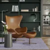 Fritz Hansen Stole|Stue>3316 Ægget Valnød Essential Læder Inkl. Fodskammel