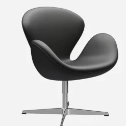 Fritz Hansen Stole|Stue>3320 Svanen Sort Essential Læder