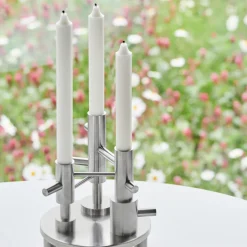Fritz Hansen Lysestager>Candleholder Large Stainless Steel