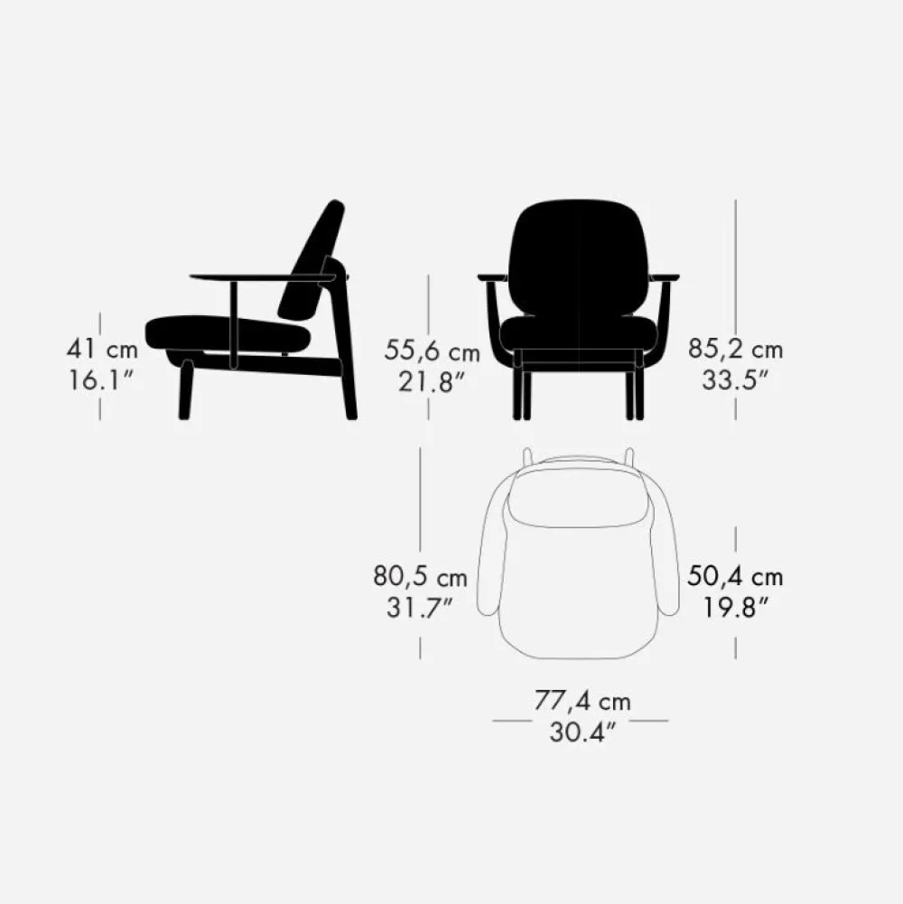 Fritz Hansen Stue|Stole>JH97 Fred Lænestol Re-Wool Stof