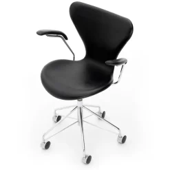 Fritz Hansen Kontor|Stole>Serie 7 Drejearmstol Fuldpolstret Læder