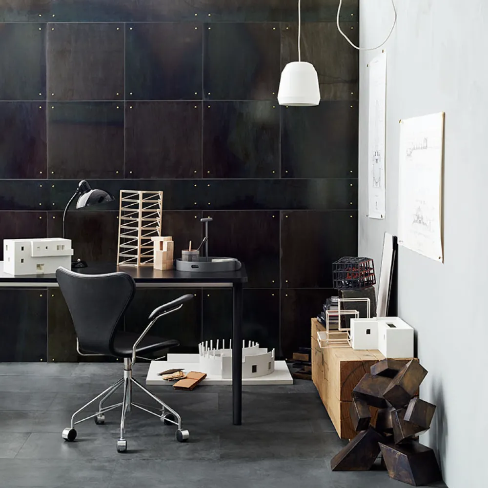 Fritz Hansen Kontor|Stole>Serie 7 Drejearmstol Fuldpolstret Læder