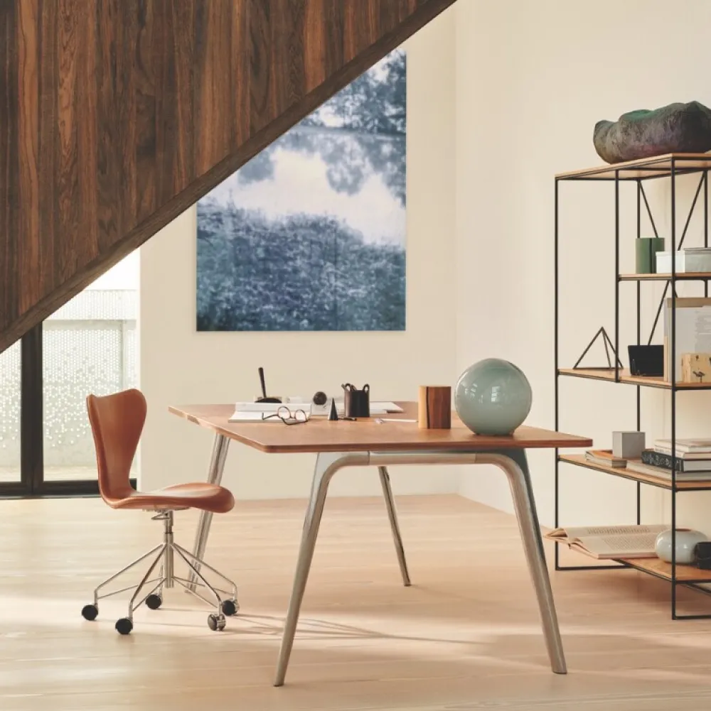 Fritz Hansen Kontor|Stole>Serie 7 Drejestol Fuldpolstret Læder