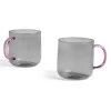Hay Køkken>Borosilicate Mug Light Grey With Pink Handle 2 stk.