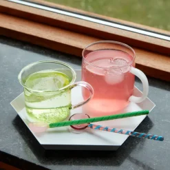 Hay Køkken>Borosilicate Mug Pink With White Handle 2 stk.