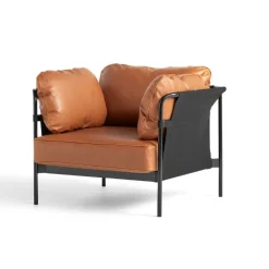 Hay Stue>Can 1 Seater Sort Canvas & Cognac Sense Læder