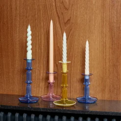 Hay Lysestager>Flare Candleholder Tall Light Blue With Red Rim