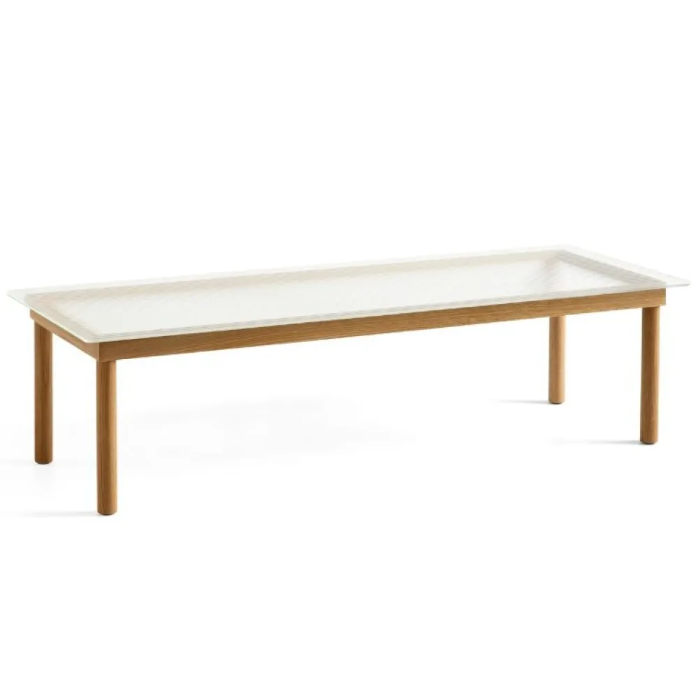 Hay Borde|Stue>Kofi Sofabord 140 x 50 Oak & Clear Reeded Glass