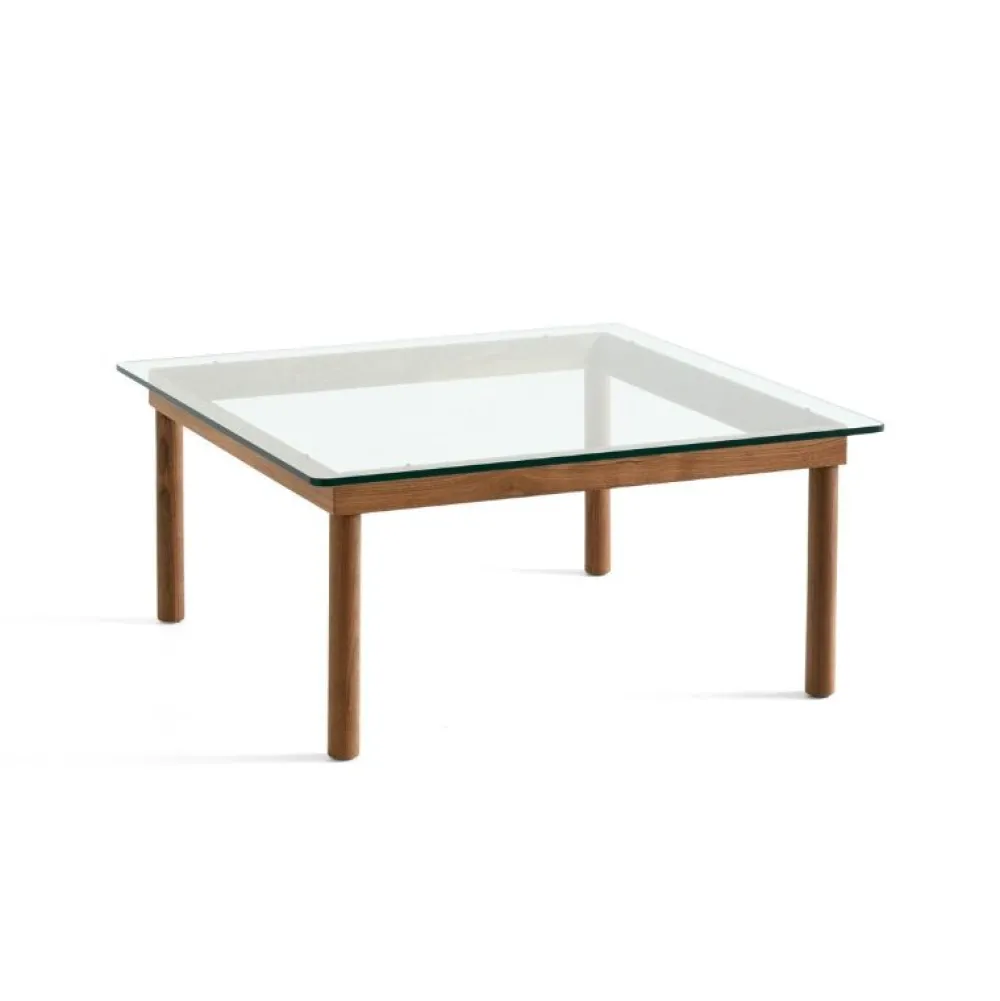 Hay Stue|Borde>Kofi Sofabord 80 x 80 Walnut & Clear Glass