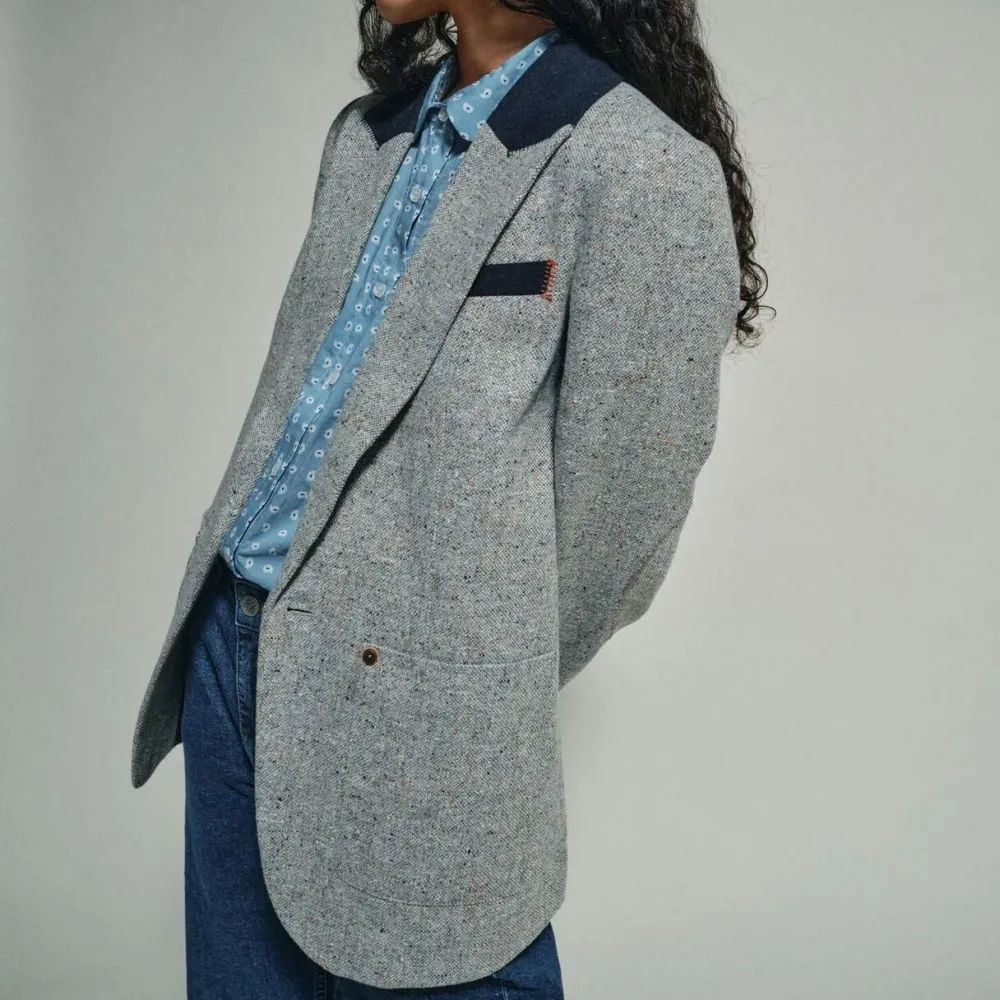 Dame HEYANNO Overdele>Brave Tweed Blazer Grey Melange