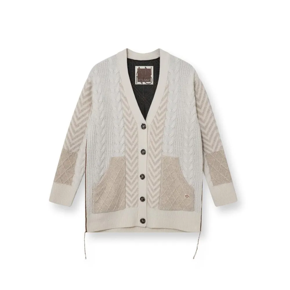 Dame HEYANNO Overdele>Grand Quilt Cardigan Ecru