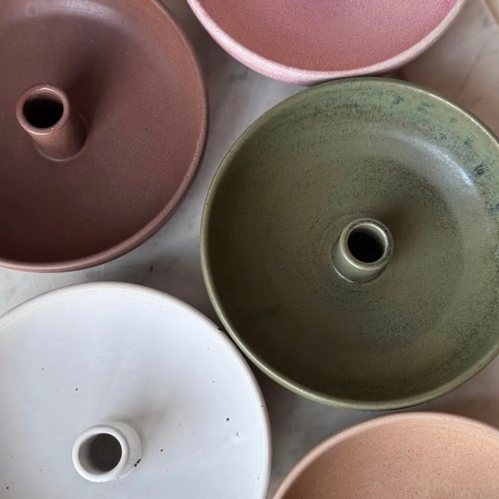 Julie Damhus Studio Lysestager|Keramik & Porcelæn>Oda Lysestage Skål Stor Grøn