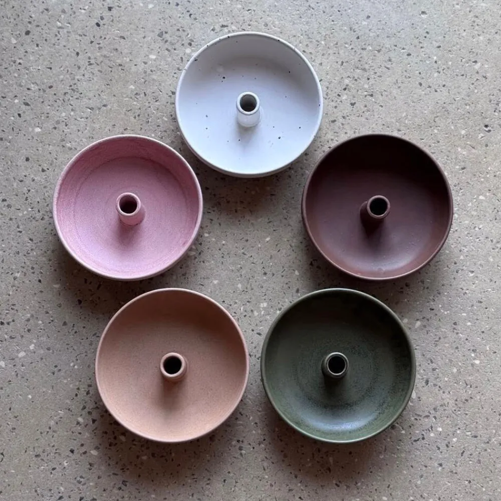 Julie Damhus Studio Lysestager|Keramik & Porcelæn>Oda Lysestage Skål Stor Grøn