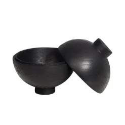 Kristina Dam Studio Æsker|Skåle & Bakker>Kristina Dam Wooden Sphere Bowl Black