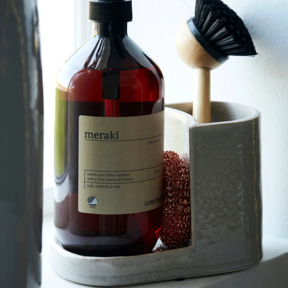 Meraki Køkken>Brush & Soap Holder Datura Shellish Grey Small