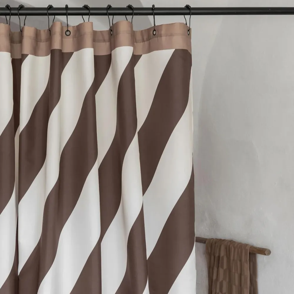 Mette Ditmer Badeværelse|Badtekstiler>Diagonal Shower Curtain Chocolate