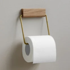 Moebe Badeværelse>Toilet Roll Holder Oak/Brass