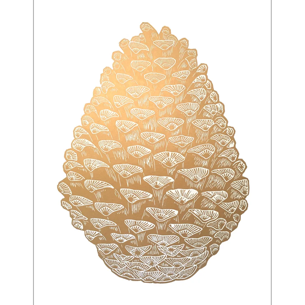 Monika Petersen Illustrationer & Plakater>Pinecone Gold/White