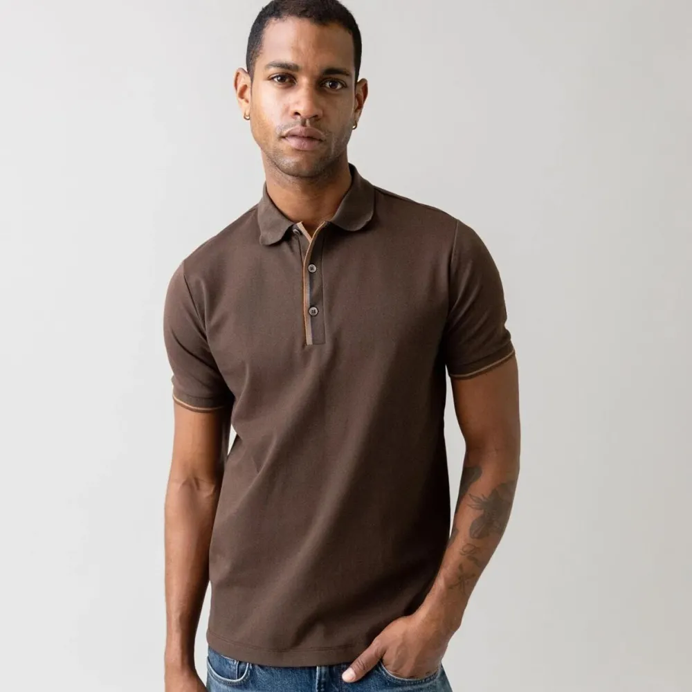 Mos Mosh Gallery Overdele>Harvey Polo SS Tee Chocolate Brown